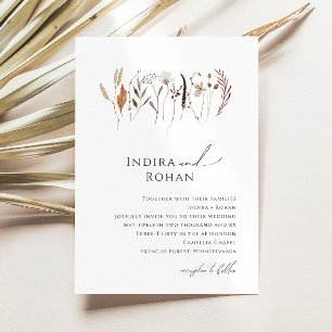 Boho Autumn Wildflower   Wedding Invitation