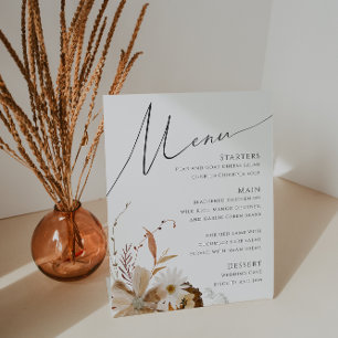 Boho Autumn Wildflower   Wedding Menu Pedestal Sign