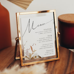 Boho Autumn Wildflower   Wedding Menu Sign