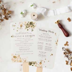 Boho Autumn Wildflower Wedding Program Hand Fan