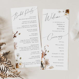 Boho Autumn Wildflower   Wedding Program Programme