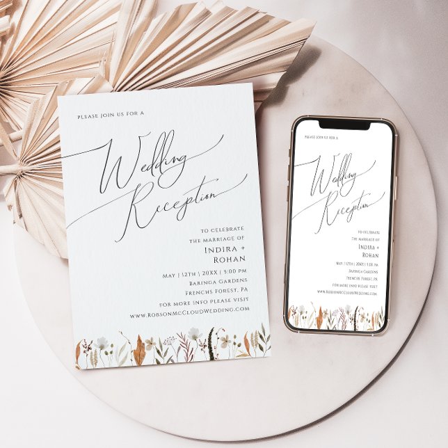 Boho Autumn Wildflower | Wedding Reception Invitation (Creator Uploaded)