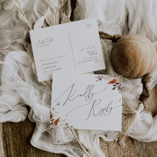 Boho Autumn Wildflower Wedding RSVP Postcard