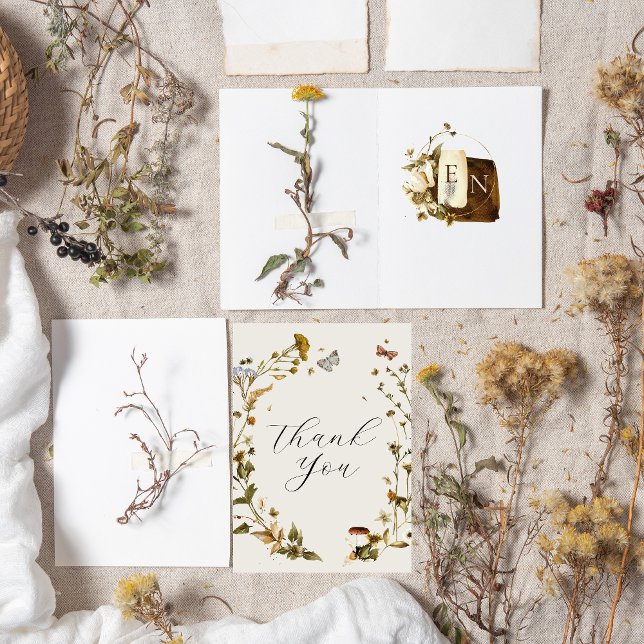 Boho Autumn Wildflower | Wedding Thank You Card (Creator Uploaded)