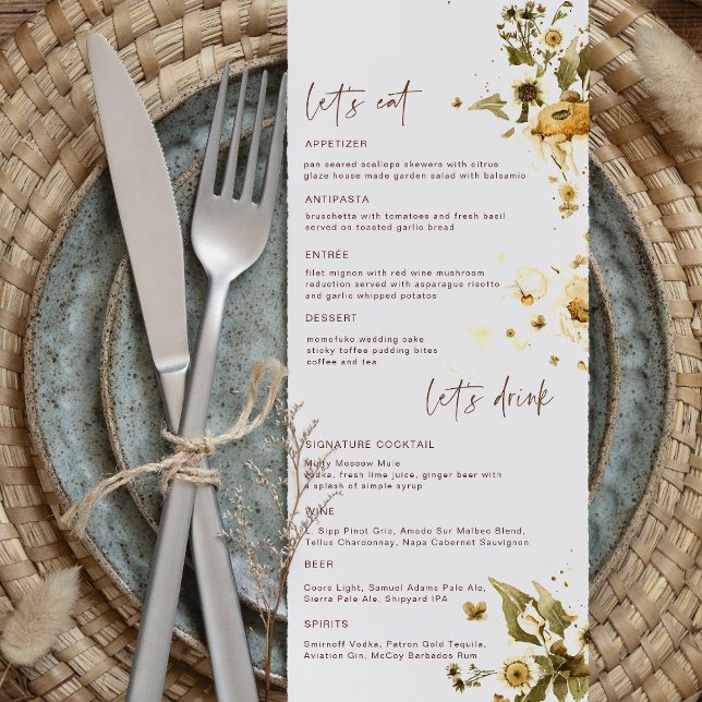 Boho Autumn Wildflowers | Wedding Menu (Creator Uploaded)
