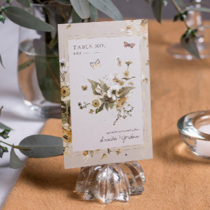 Boho Autumn Wildflowers Wedding Table Number