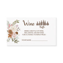 Boho Autumn Wine Raffle Ticket Bridal Shower Card