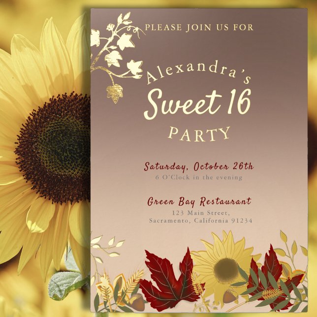Boho Autumnal Chic Sweet 16 invitation (Creator Uploaded)