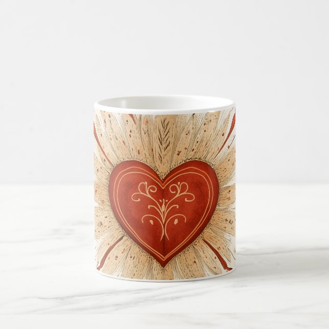 Boho Autumnal Heart Illustration Coffee Mug (Center)