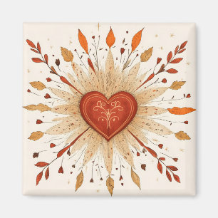 Boho Autumnal Heart Illustration Magnet