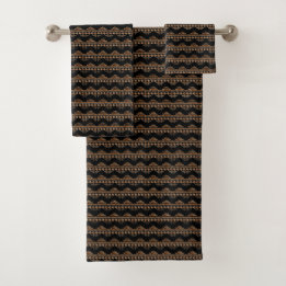 Boho Aztec Tribal Inspired Arrows Brown Black Bath Towel Set