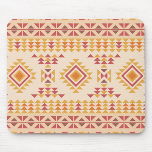 Boho Aztec Tribal Mudcloth in Pink Blush + Orange Mouse Mat (Front)