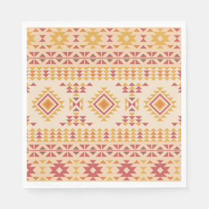 Boho Aztec Tribal Mudcloth in Pink Blush + Orange Napkin