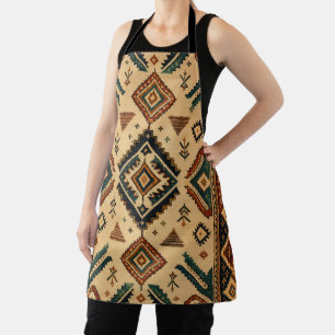 Boho Aztec Tribal Pattern Kitchen Apron   Rustic S