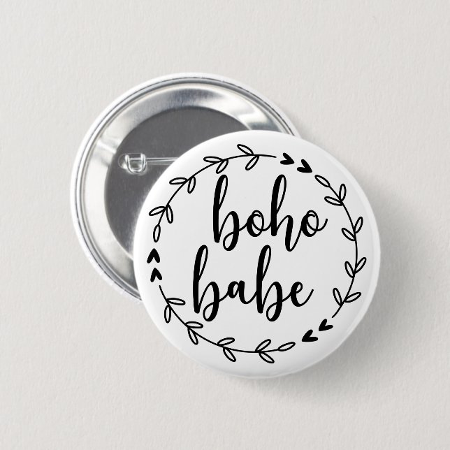 Boho Babe Wreath 6 Cm Round Badge (Front & Back)