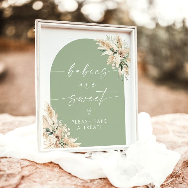 Boho Babies Are Sweet Baby Shower Dessert Sign (Babies are Sweet, Please Take a Treat Sign)
