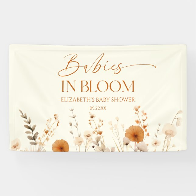 Boho Babies In Bloom Wildflower Twins Baby Shower Banner (Horizontal)