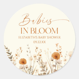 Boho Babies In Bloom Wildflower Twins Baby Shower Classic Round Sticker