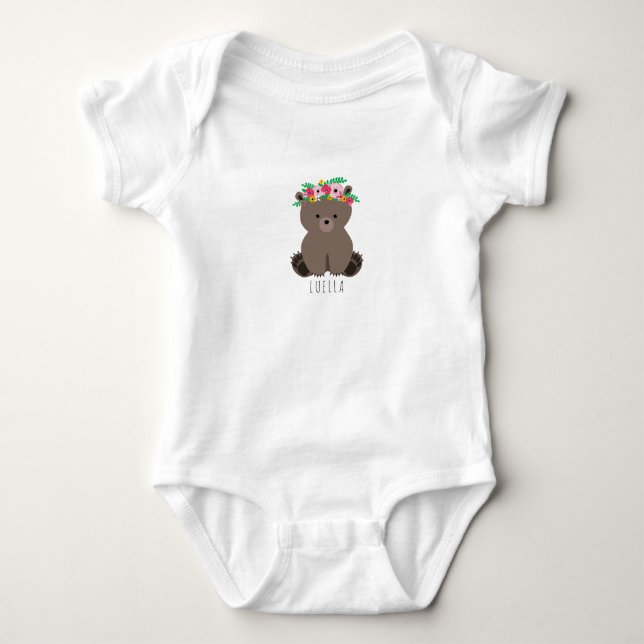 Boho Baby Bear Cub Personalised Bodysuit (Front)