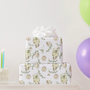 Boho Baby Bib Greenery Pattern Wrapping Paper