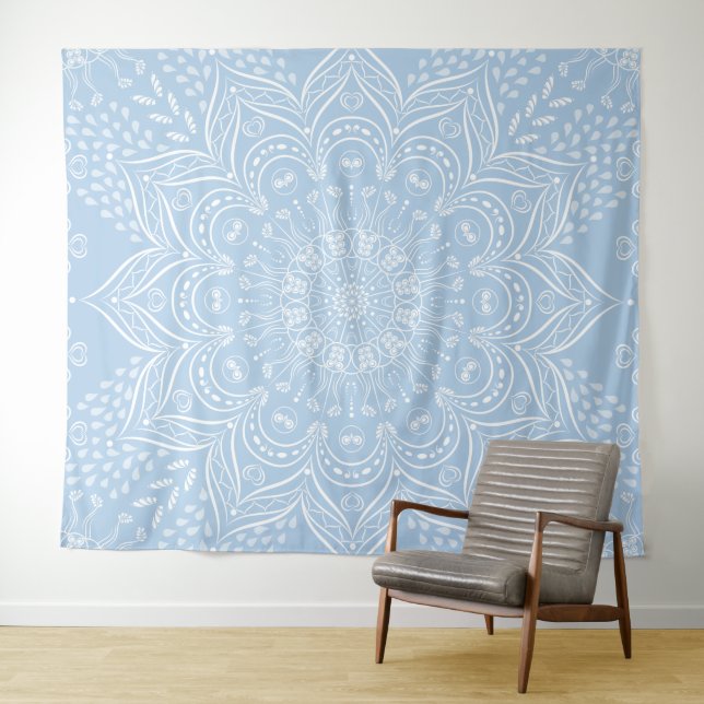 Boho Baby Blue Mandala Tapestry (In Situ (Horizontal))
