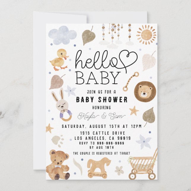 Boho Baby Boy Nursery Shower Invitation (Front)