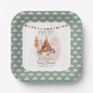 Boho Baby Boy Teepee and Toys Baby Shower  Paper P Plate