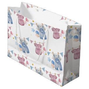 Boho Baby Clotheline Gender Reveal  Large Gift Bag