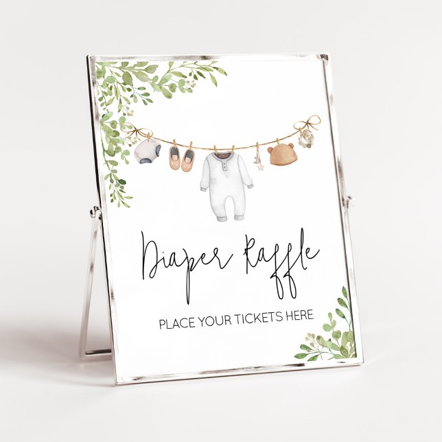 Boho Baby Clothes Baby Shower Diaper Raffle Poster (A Sweet Little Baby Boho Baby Shower Diaper Raffle Sign)
