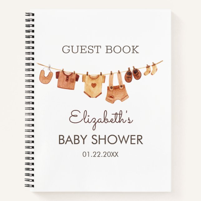  Boho Baby Clothes Baby Shower Guest Book  (Front)