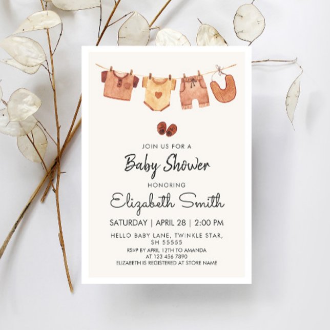 Boho Baby Clothes Baby Shower   Invitation (Creator Uploaded)
