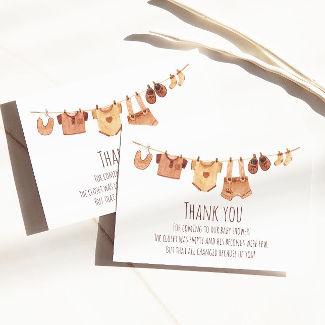 Boho Baby Clothes Baby Shower Thank You  Card (Creator Uploaded)