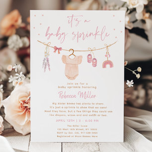 Boho Baby Clothes Blush Pink Sprinkle Invitation