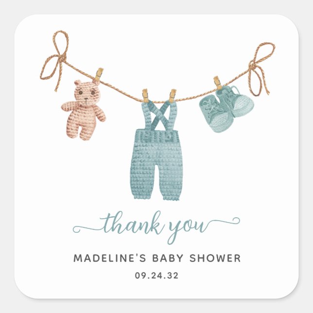 BOHO Baby Clothes Boy Baby Shower  Square Sticker (Front)
