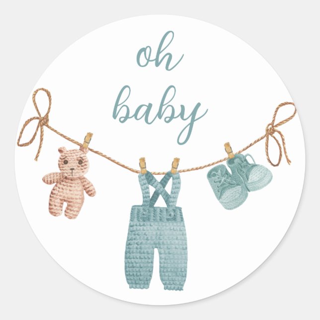 BOHO Baby Clothes Boy Oh Baby Classic Round Sticker (Front)