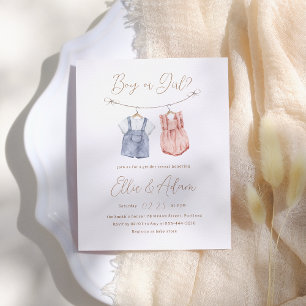 Boho Baby Clothes Budget Gender Reveal Invitation