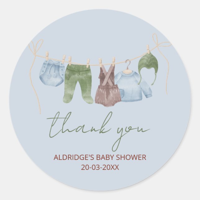 Boho baby clothes sweet baby boy baby shower classic round sticker (Front)
