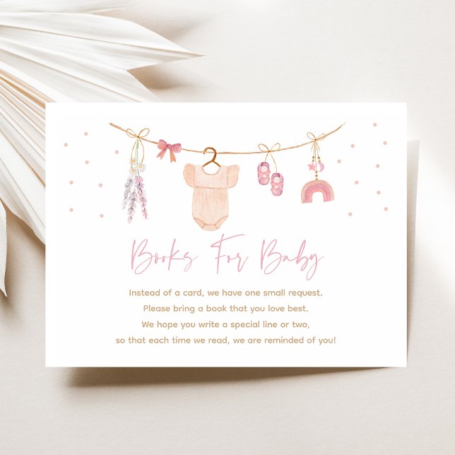 Boho Baby Clothesline Baby Shower Book Request Enclosure Card (Creator Uploaded)