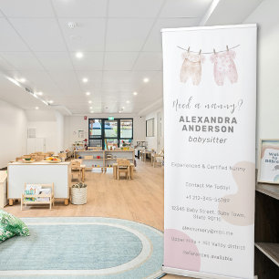 Boho Baby Clothing Watercolor Babysitter Service Retractable Banner