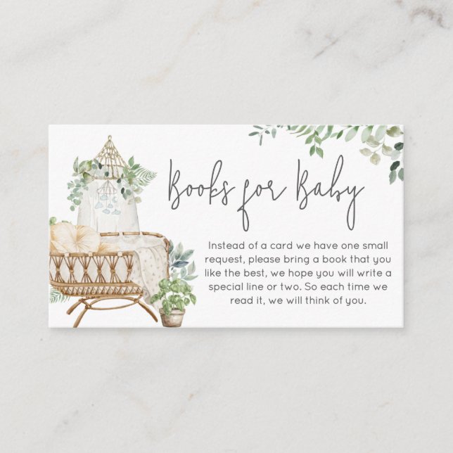 Boho Baby Crib Baby Shower Books for Baby Enclosure Card (Front)