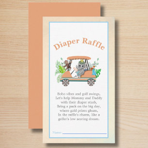 Boho Baby Elephant & Monkey Diaper Shower Enclosure Card