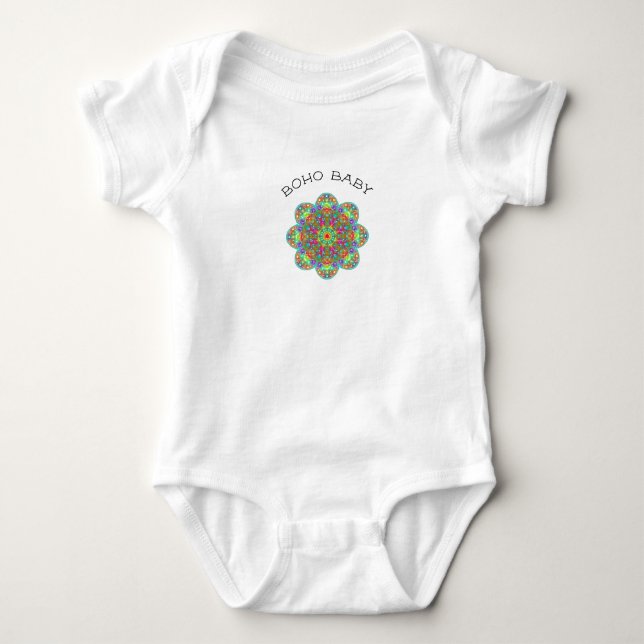 Boho Baby Flower Mandala One Piece Bodysuit (Front)