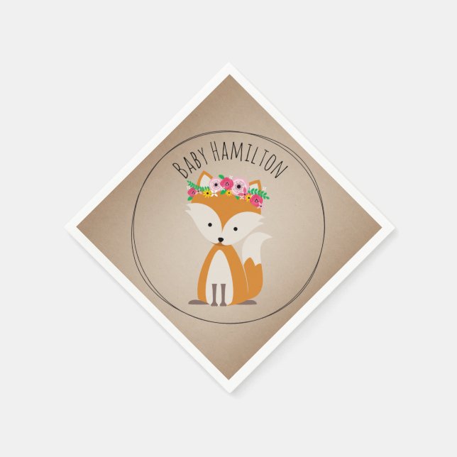 Boho Baby Fox Baby Shower Napkins (Corner)