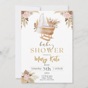 Boho Baby girl baby shower Invitation