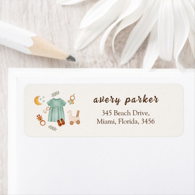 Boho Baby Girl Clothes Baby Shower  Return Address (Insitu)