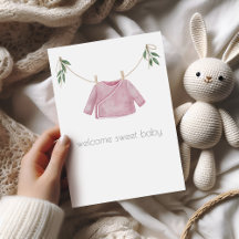 Boho Baby Girl Congratulations Card