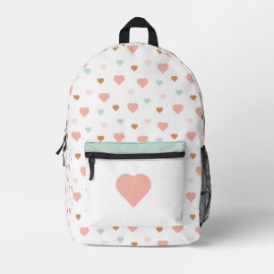 Boho baby girl cute pastel love hearts printed backpack
