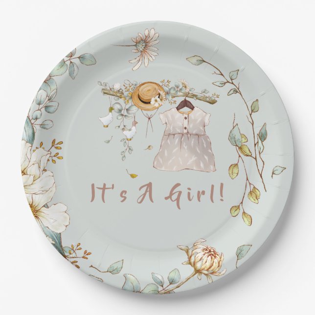 Boho Baby Girl Dress Outfit  Paper Plate (Front)