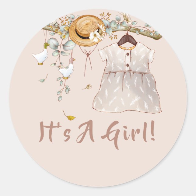 Boho Baby Girl Hanging Outfit Dress Classic Round Sticker (Front)