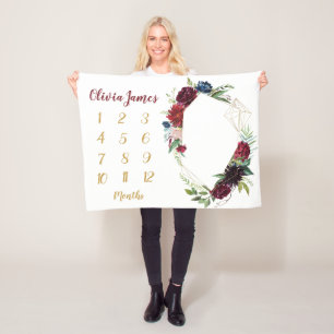 Boho Baby Girl Milestone Monthly Baby Blanket